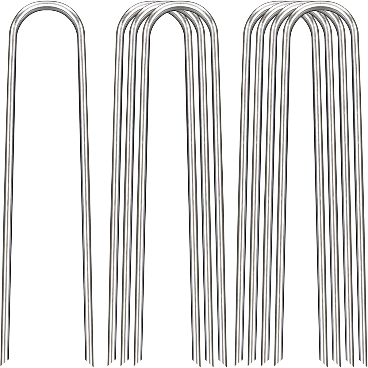 12 Inch Landscape Staples, 25 Pack Galvanized Landscape Stakes Heavy Duty 8 Gauge U-Shaped Garden