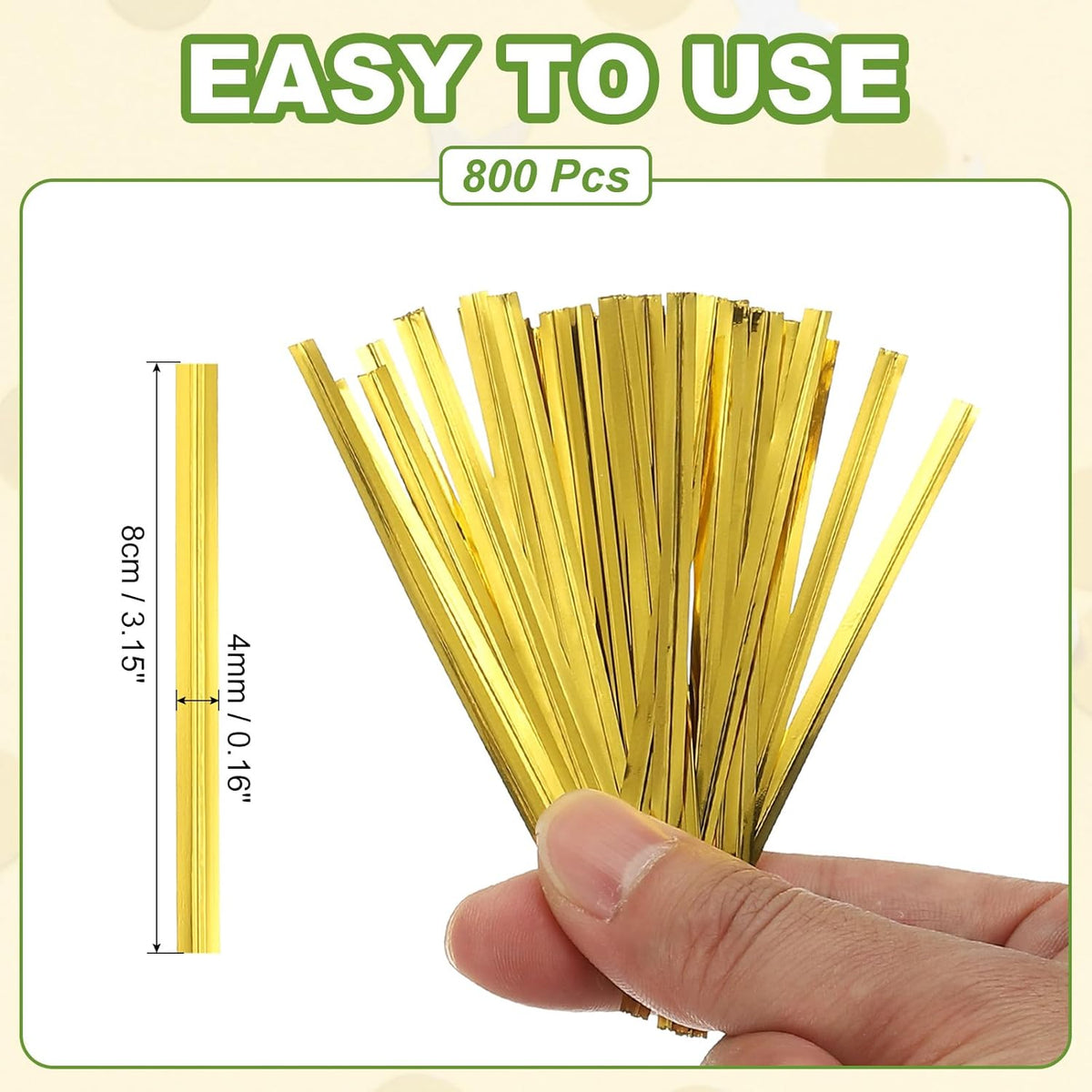 PATIKIL Bag Twist Ties 3 Inch, 800 Pcs Metallic Bread Ties for Treat Plastic Bags Gift Wrapping