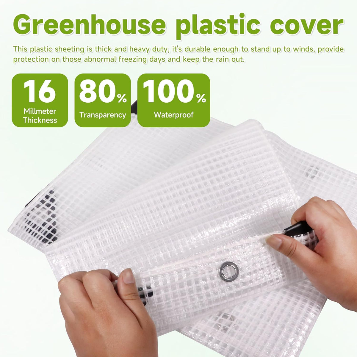 Greenhouse Cover,Clear Plastic Covering, 16Mil Thickness Heavy Duty Clear tarp for Chicken