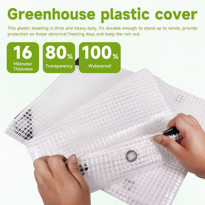 Greenhouse Cover,Clear Plastic Covering, 16Mil Thickness Heavy Duty Clear tarp for Chicken
