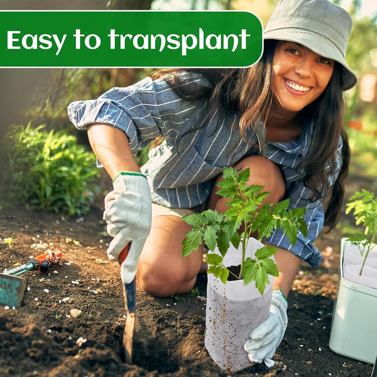 Plant Nursery Grow Bags, Non-Woven Fabric Seedling Starter Pots for Vegetable, Flower, Fruit