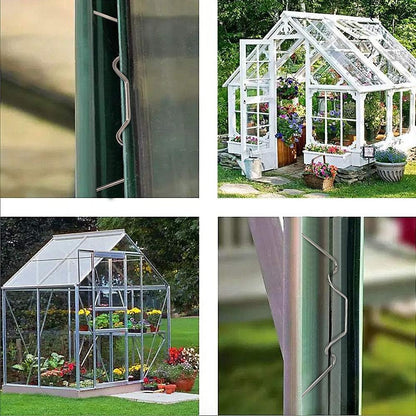 Greenhouse Glazing Clips, Pack of 50 Stainless Steel W Type Clip Leaf Spring Clips, Aluminium