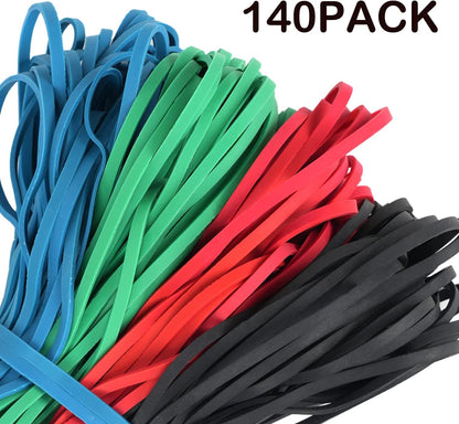 Large Rubber Bands 140 Pack, Heavy Duty Big Elastic Bands Size #117, Colored (Black, Blue, Red