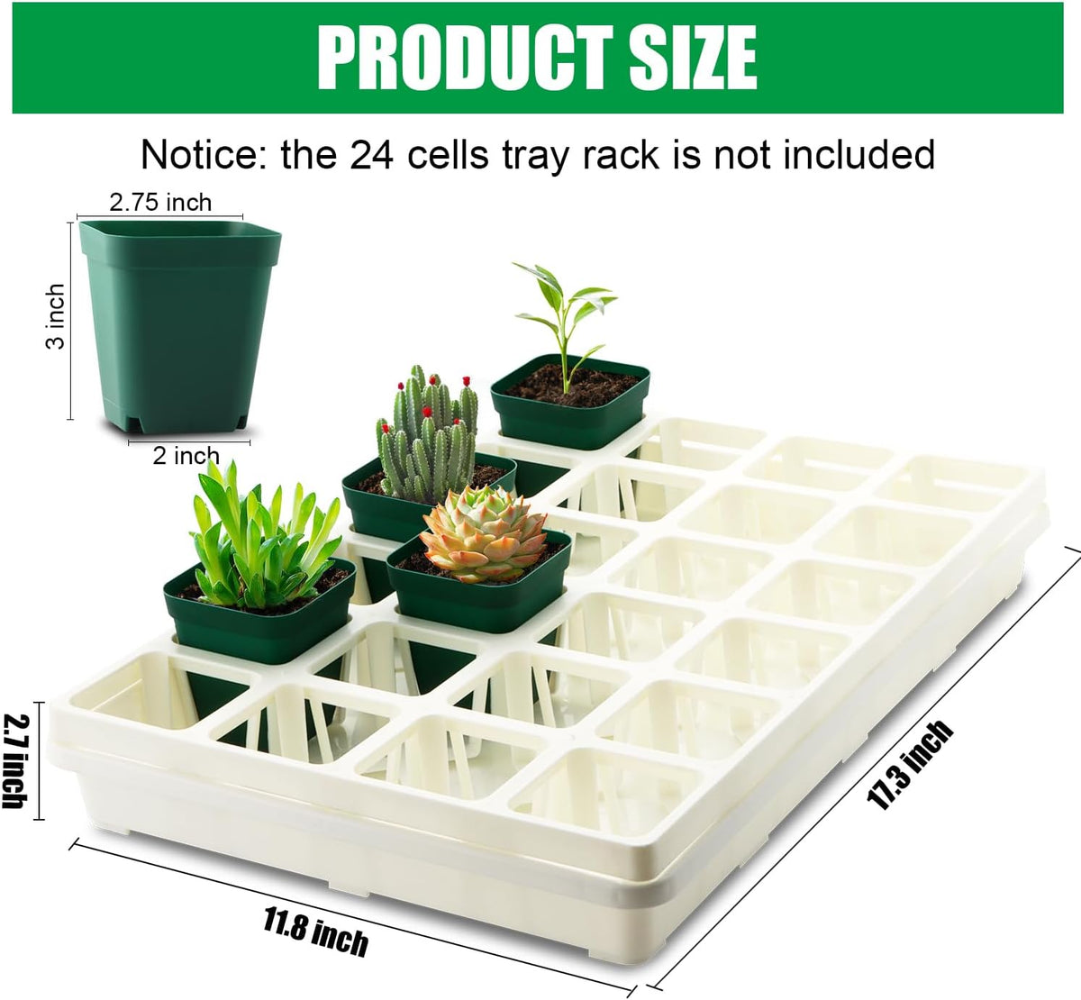 5 Pack Nursery Pot Tray, Carrying and Holding Plant Tray for Pot 24 Cell Carrying Holder Drainage