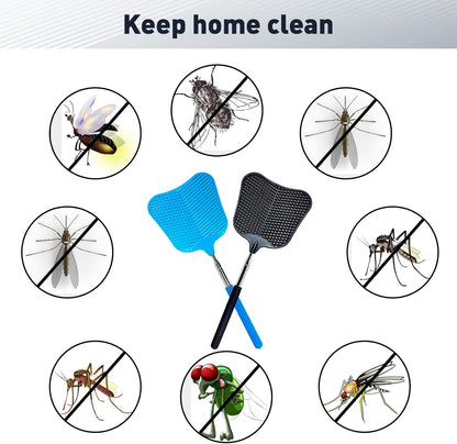 Fly Swatter, Flexible and Durable Telescopic Stainless Steel Retractable Handle ，Manual Fly