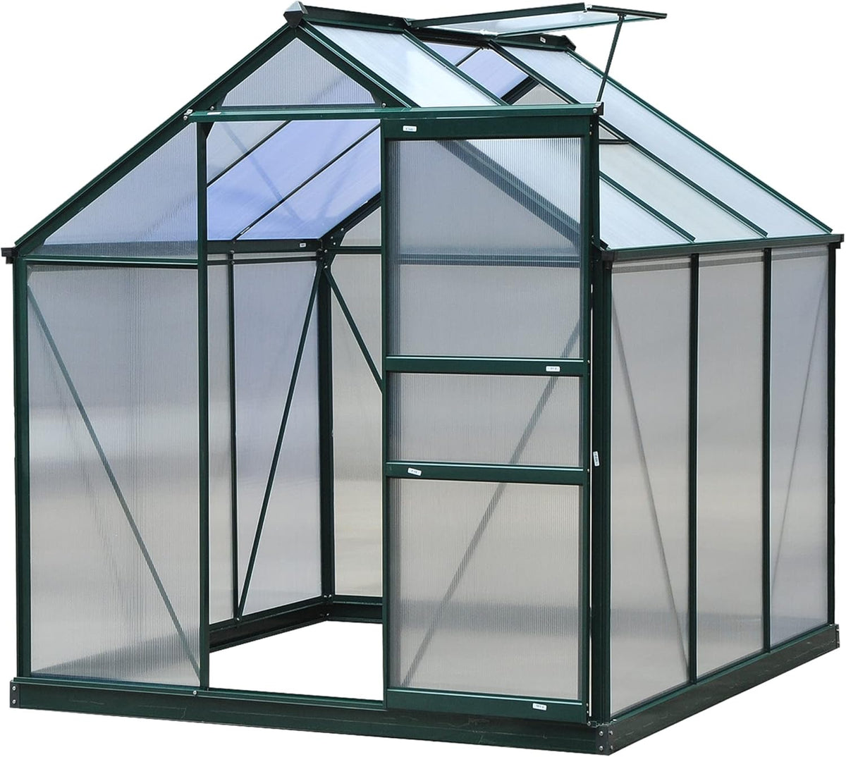 Outsunny 6' x 6' Greenhouse for Outdoors, Polycarbonate Greenhouse with Rain Gutter and Roof Vent