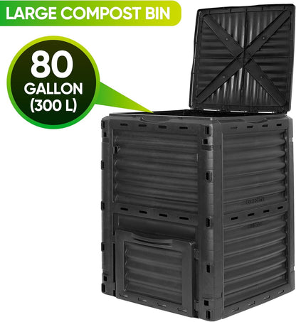 Large Garden Compost Bin, 80 Gallon (300L) Outdoor Composter Tumbler from BPA-Free Material for