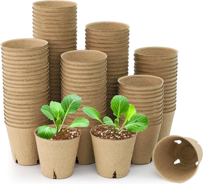 120 Packs 3.15 Inch Peat Pots, Biodegradable Pots for Seedlings with Drainage Holes, Herb Seed