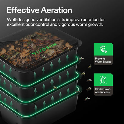 VIVOSUN 5-Layer Worm Compost Bin, 50L Worm Composter, Easy Setup Inclusive Worm Farm Kit for