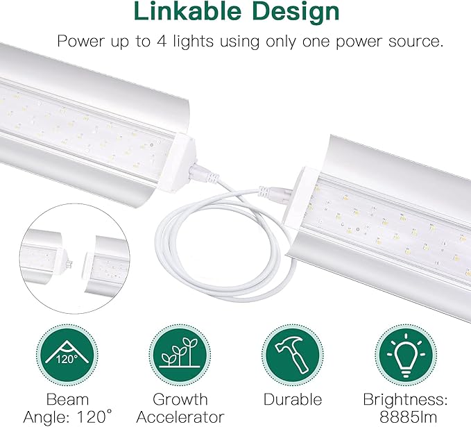 SZHLUX Grow Light 4FT 140W (2×70W, 800W Equivalent) Super Bright Full Spectrum Sunlight Plant