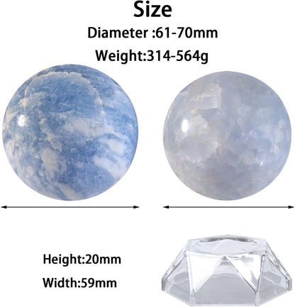 Natural Blue Celestite Crystal Ball with Acrylic Display Base, 61-70mm Polished Stone Feng Shui