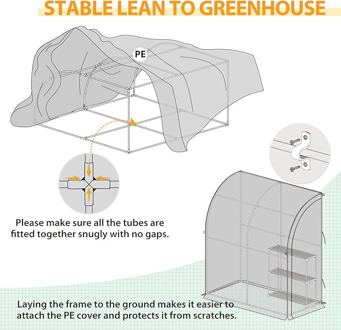 EAGLE PEAK 3 Tier Lean to Portable Greenhouse, Heavy-Duty Indoor & Outdoor Garden with Wire