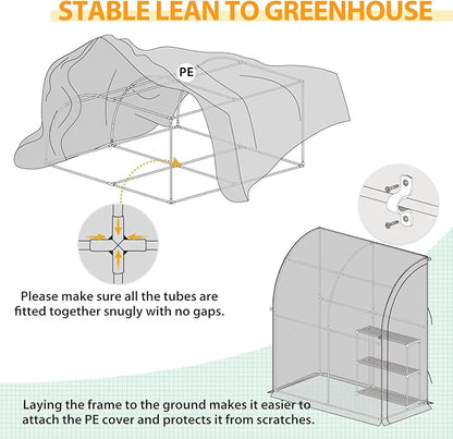EAGLE PEAK 3 Tier Lean to Portable Greenhouse, Heavy-Duty Indoor & Outdoor Garden with Wire