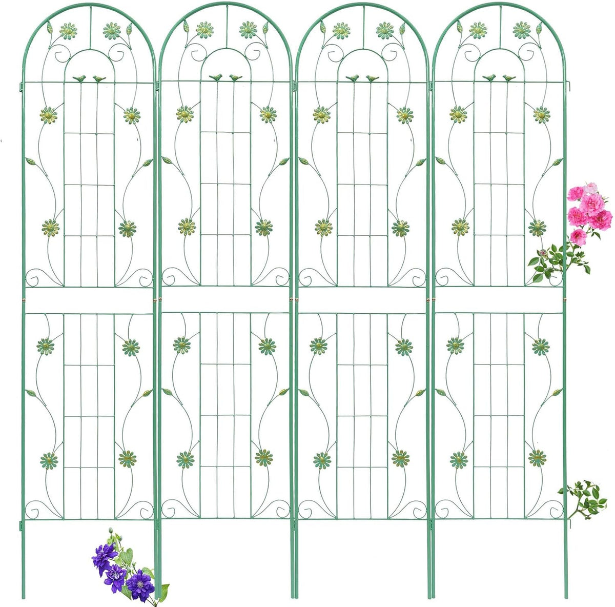 4 Pack Metal Garden Trellis 86.7" H Garden Fence Rustproof Trellis for Climbing Plants Support