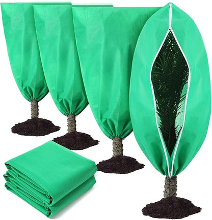 4 Pcs Plant Covers Freeze Protection Reusable Plant Protector with Zipper and Drawstring, Winter