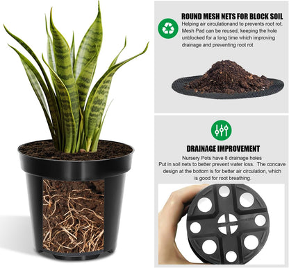 40 Pack 4 Inch Plant Nursery Pots with Mesh Pad, Sturdy Plastic Flower Planter Pots with Drainage