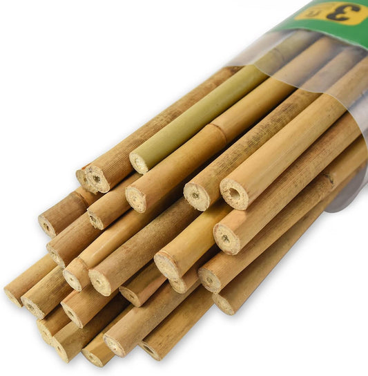25pcs 7/20" D Thicker Heavy Duty Bamboo Stakes, 3FT Plant Stakes, Natural Garden Stakes for Tomato
