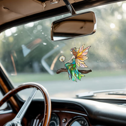 Fairy Dandelion Acrylic Suncatcher Stained Glass Effect Window Car Hanging Christmas Ornament
