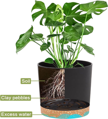 QCQHDU 5 inch Plant Pot, 2 Pack Planters for Indoor Plants with Drainage Holes & Saucer, Outdoor