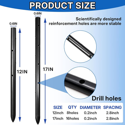 5PCS 12 Inch Round Steel Concrete Form Stakes with Holes Heavy Duty Rebar Stakes Concrete Pins for