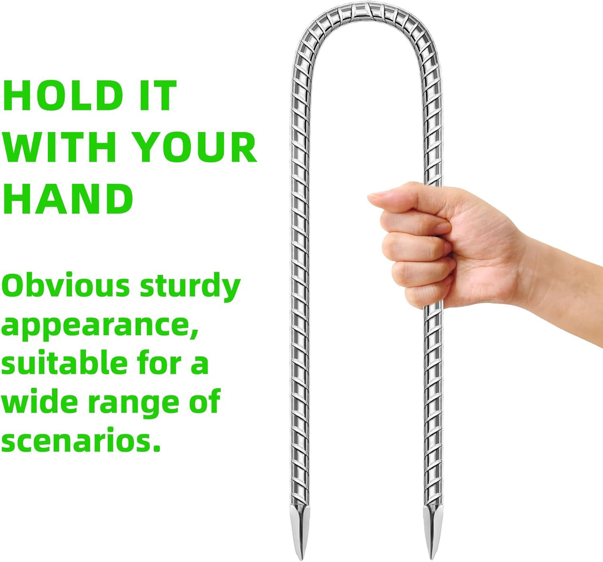 22 Pack Ground Garden Rebar Stakes Rebar 12 Inch Anti-Rust Galvanized Steel U Shape Hook Heavy Duty