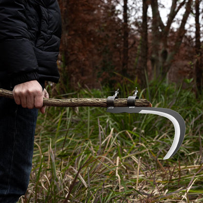 Steel Straw Sickle with Replaceable Wooden Handle Function, Manganese Steel Blade, Handheld