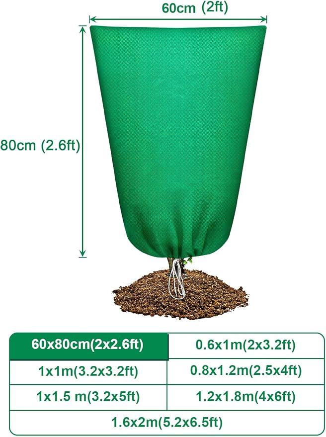 Abimars Thicker Plant Covers Freeze Protection Jacket 2.36 oz/yd², 2'x2.6' Reusable Winter Plant