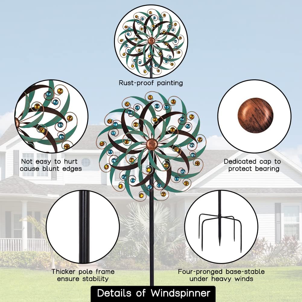 VEWOGARDEN 20" Dia Large Wind Spinner, Outdoor Metal Windmill Spinner - Yard Art Spinner Wind