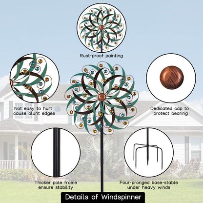 VEWOGARDEN 20" Dia Large Wind Spinner, Outdoor Metal Windmill Spinner - Yard Art Spinner Wind