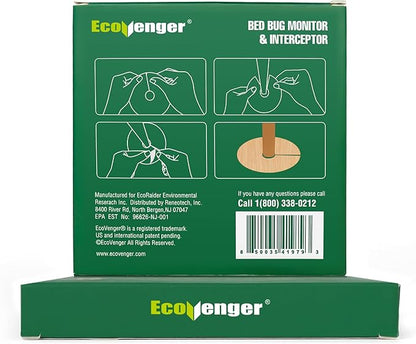 EcoVenger Bed Bug Monitor & Interceptor Super Glue Traps 48 Ct, Discreet Floor Color Classic Oak