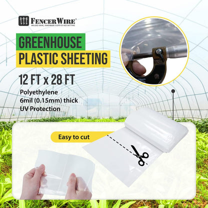 CAPHAUS 6 mil Clear Greenhouse Plastic Sheeting, 4-Year UV Resistant Polyethylene Film, Hoop House
