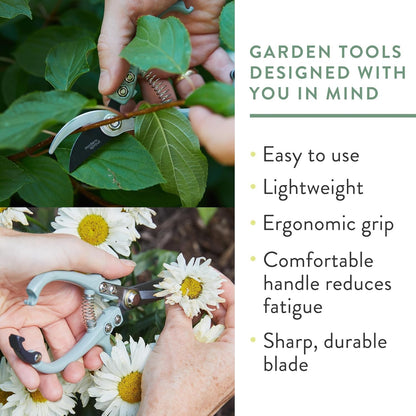 Modern Sprout Hand Pruners & Shears Set with Blister Pack - Lightweight Gardening Tools with Easy