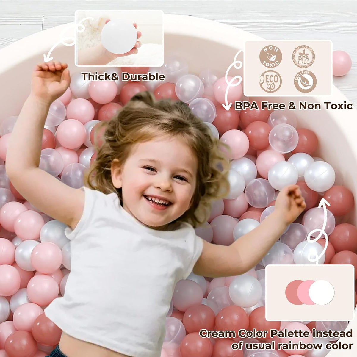 TRENDPLAY Plastic Balls for Ball Pits 2.2 Inch, Pack of 50 100 200 500 Hollow Balls, Perfect for