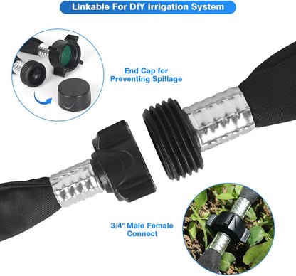 Flat Soaker Hose 50FT (25FT x 2),Drip Hose for Garden Beds Linkable Irrigation System Lightweight