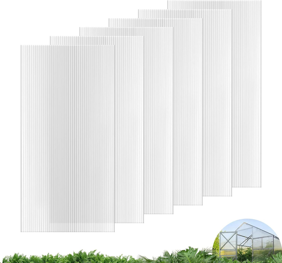 UMIG 6 PCS 4' x 2' x 0.32'' Polycarbonate Greenhouse Panels, Twin-Wall Waterproof UV Protected