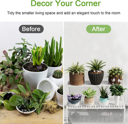 Metal Plant Stand Metal 2 Tier Potted Multiple Flower Pot Holder Plant Shelf Indoor Plants