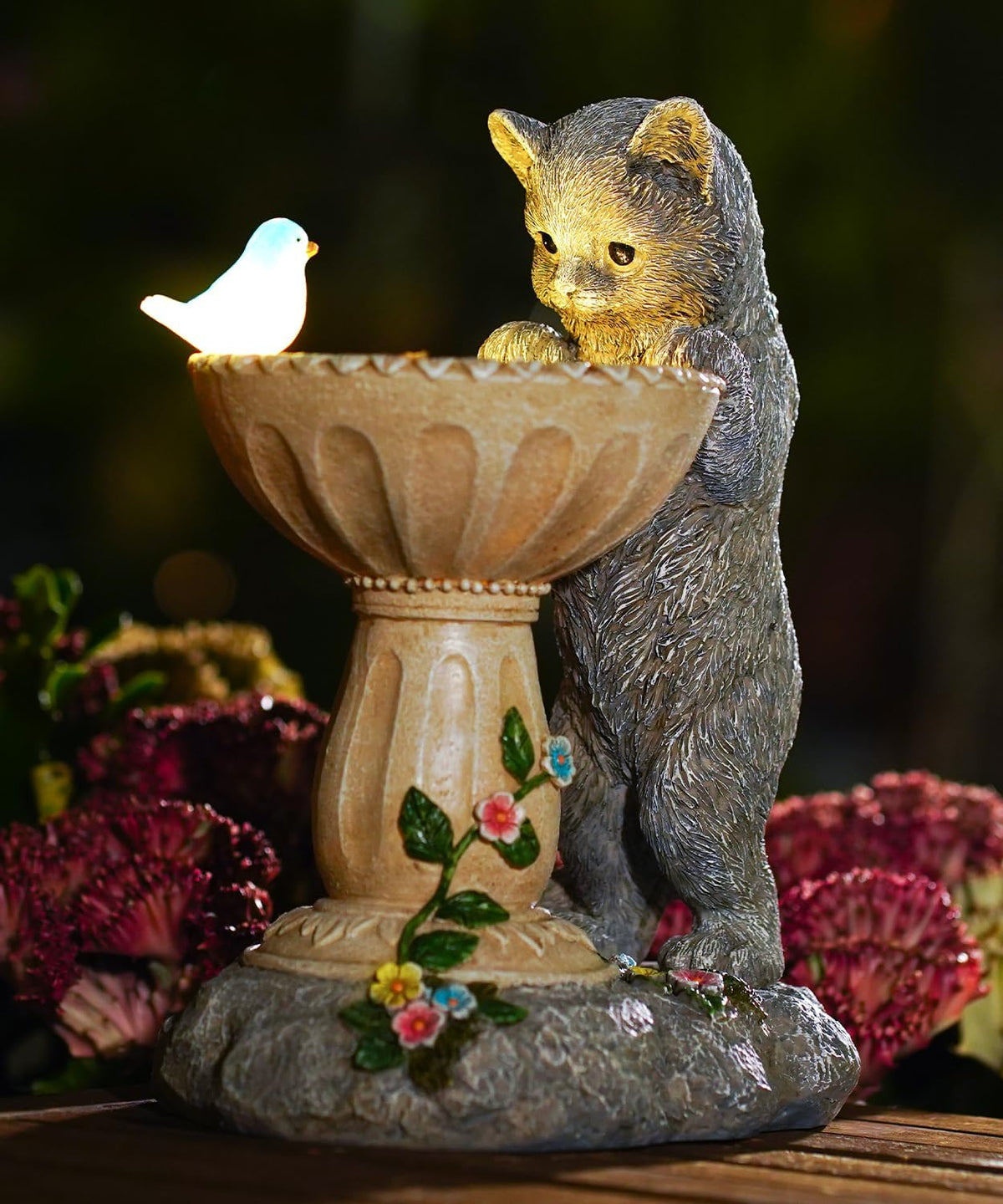 Nacome Cat Birdbath Garden Decor: Outdoor Statues Ornaments for Outside Decorations Yard Art Lawn