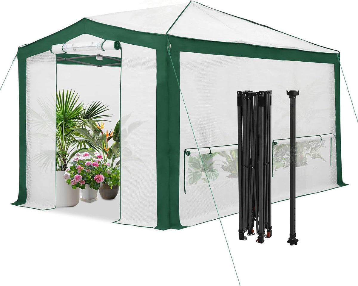 EAGLE PEAK 12x8 Portable Walk in Greenhouse with Polyester Reinforced Corners, Instant Pop up
