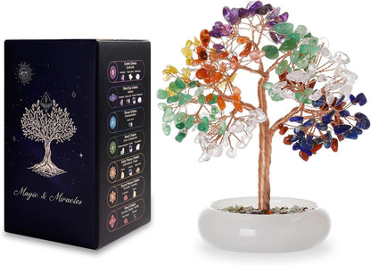 Seven Chakra Crystal Trees, Bonsai Tree, Money Tree, Healing Stones, Crystal Tree of Life, Desk