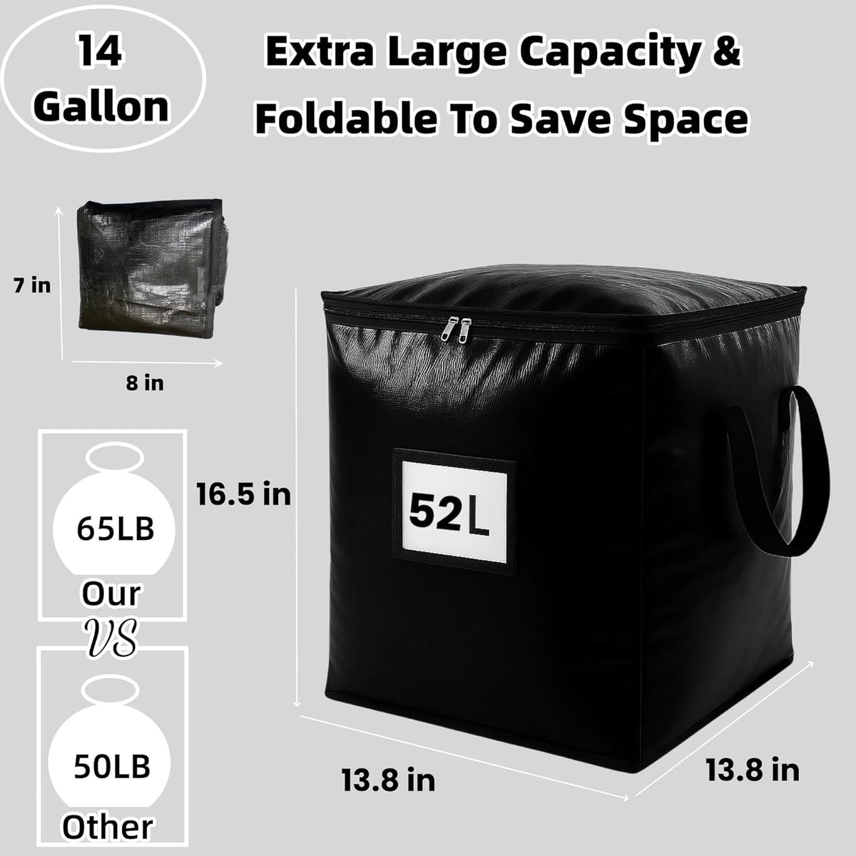 3 Pack 52L Storage Bags for Clothes, Moving Bags Heavy Duty Extra Large with Reinforced Handle