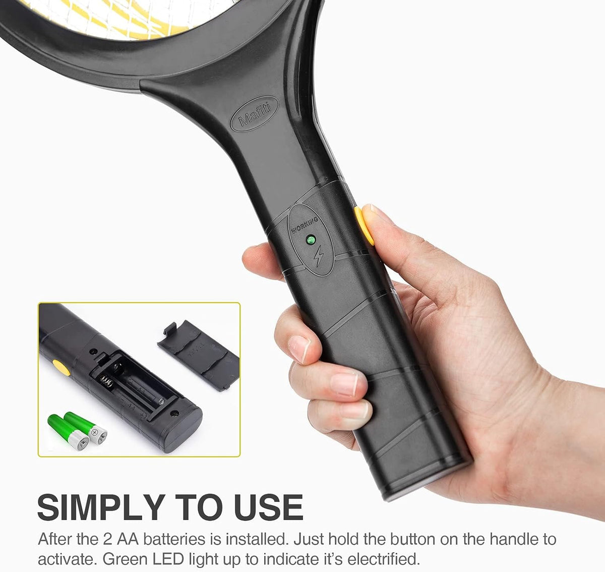 mafiti Fly Swatter Electric, Battery Powered Fly Killer Mosquito Zapper Bug Zapper Racket for