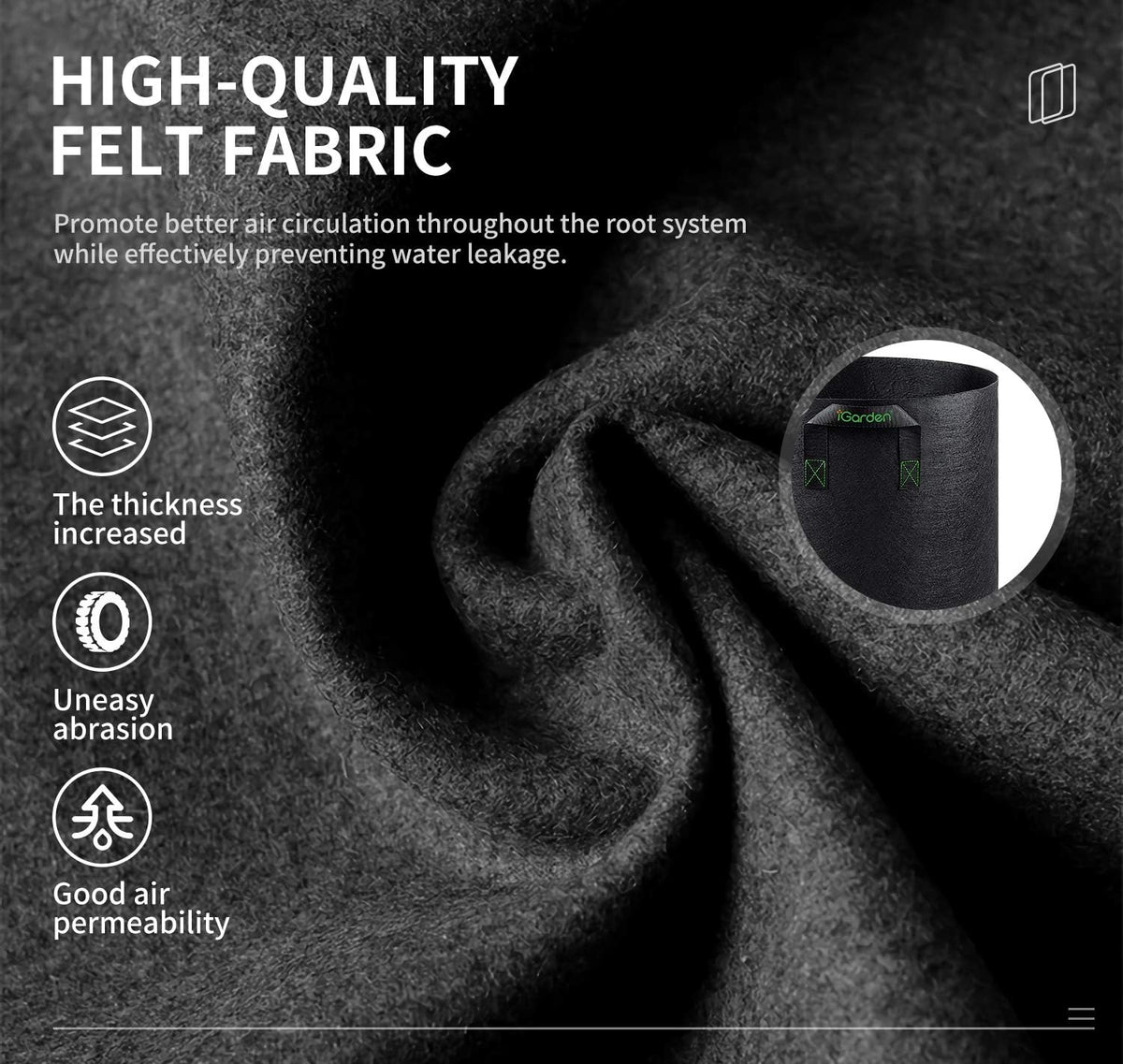 Grow Bags Tall, 5 Gallon Grow Pots 6 Pack with Handles, Heavy Duty 280G Thickened Nonwoven Fabric