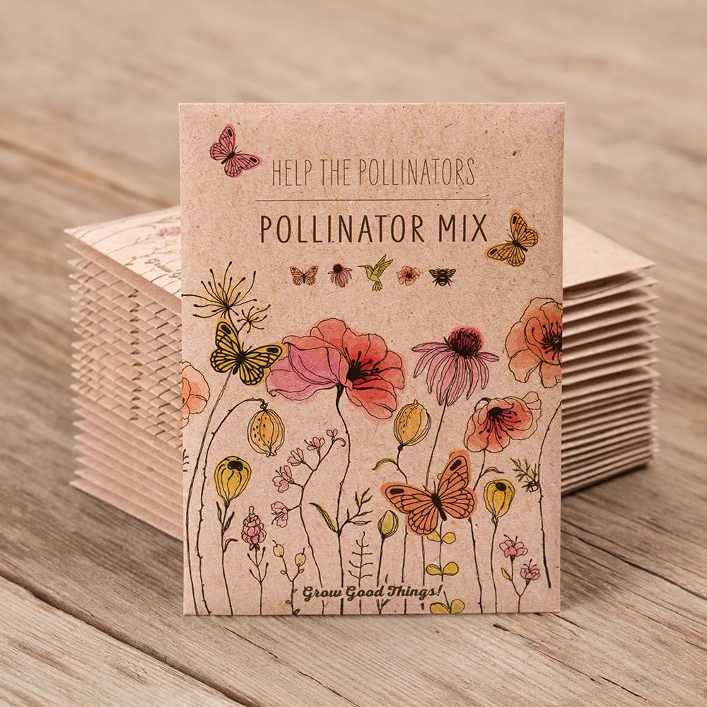 Bentley Pollinator Mix - Pre-Filled, Non-GMO, Non-Coated Butterfly Packets - 25 Annual Wildflower