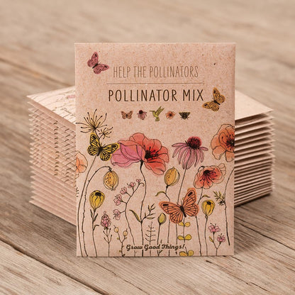 Bentley Pollinator Mix - Pre-Filled, Non-GMO, Non-Coated Butterfly Packets - 25 Annual Wildflower