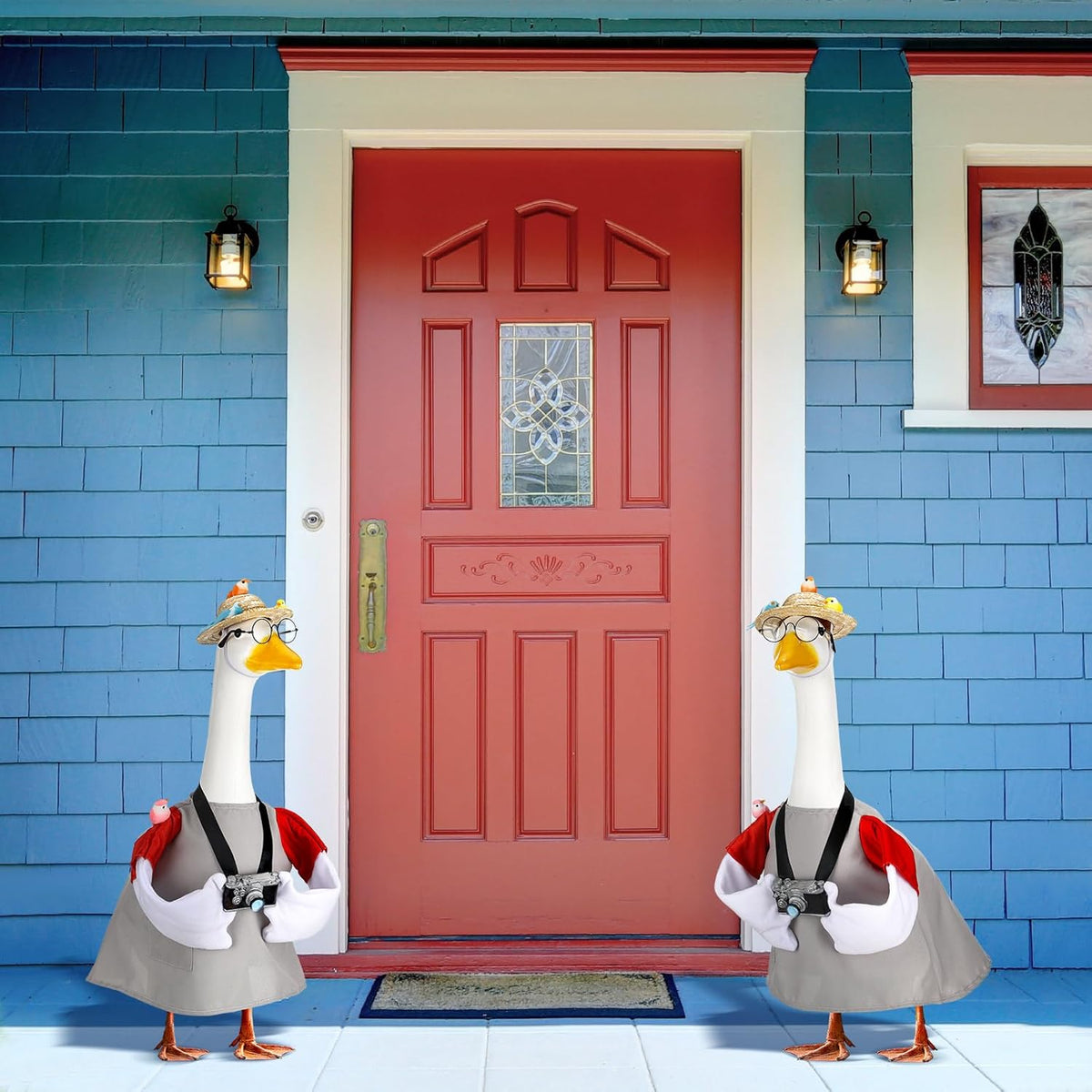 Geyoga Goose Outfit for 23 Inch Cement Plastic Porch Bird Watching Theme Goose Clothe Gift for Bird