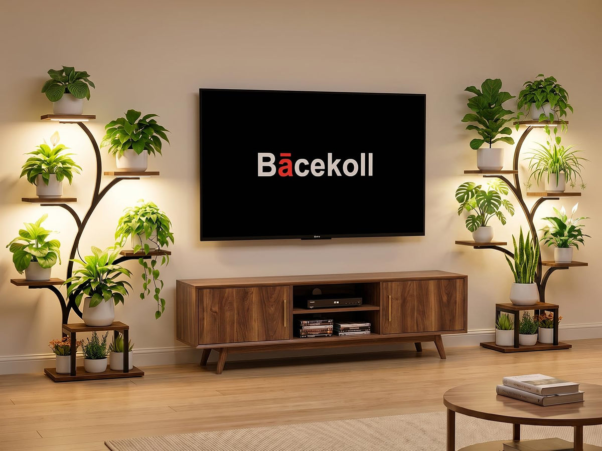 BACEKOLL Plant Stand Indoor with Grow Light, 7 Tier 49" Lighted Plant Shelf
