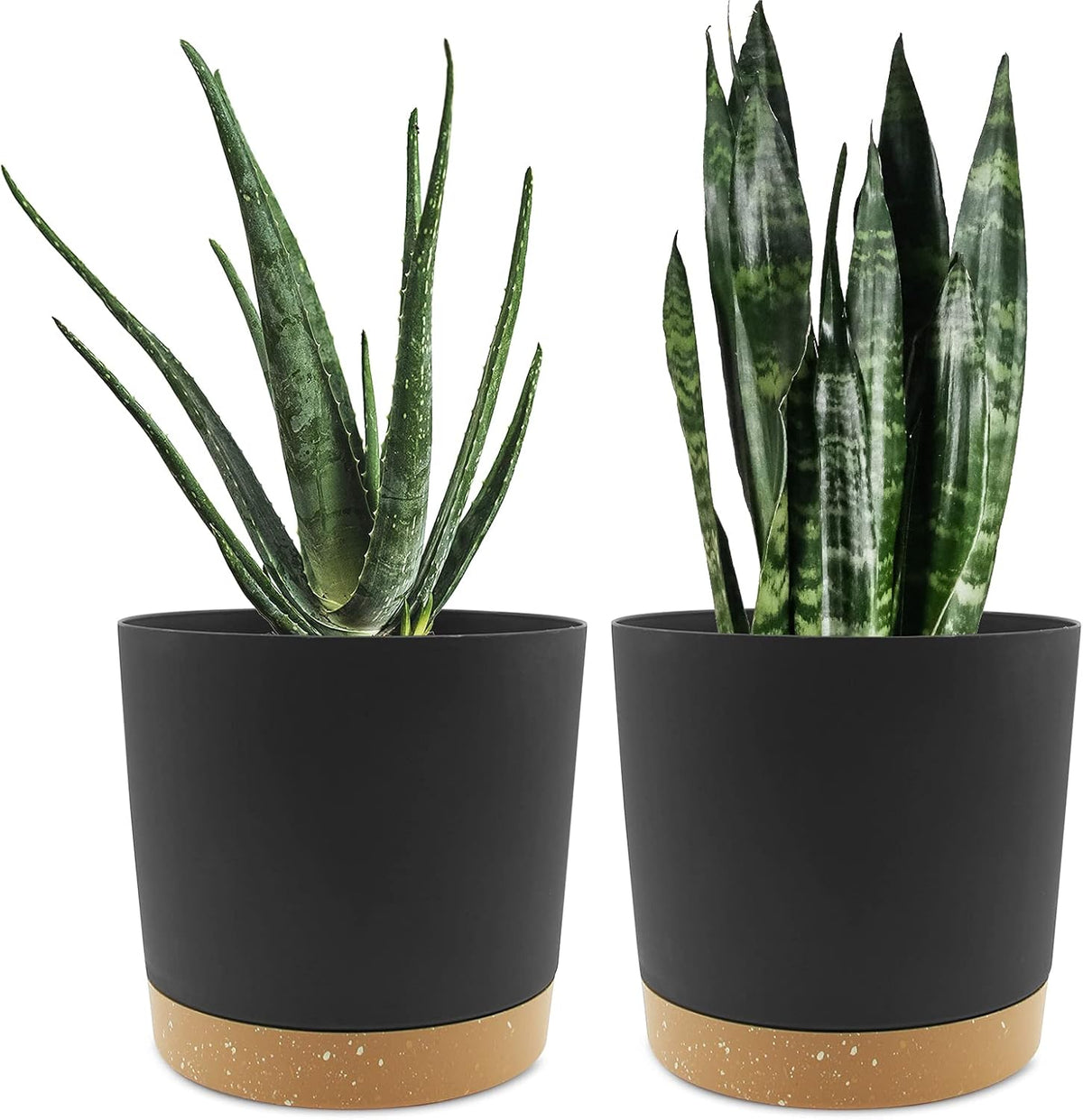 QCQHDU 8 inch Plant Pot, 2 Pack Planters for Indoor Plants with Drainage Holes & Saucer, Outdoor
