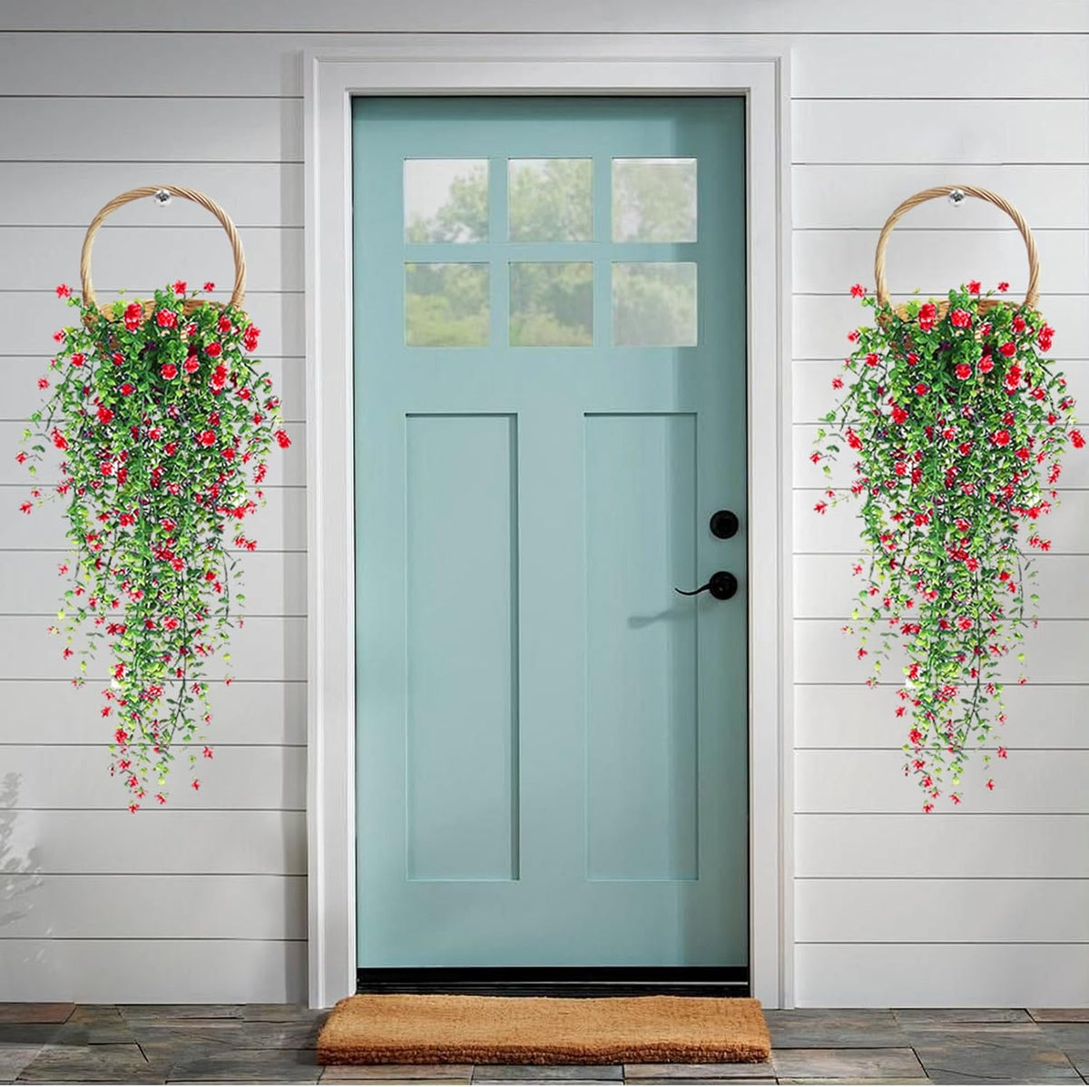 Artificial Hanging Flowers, 3 Pcs Fake Hanging Plants Artificial Vines for Outdoors, Fake Ivy Vine