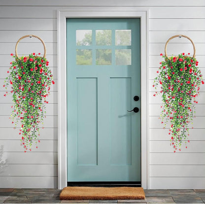 Artificial Hanging Flowers, 3 Pcs Fake Hanging Plants Artificial Vines for Outdoors, Fake Ivy Vine