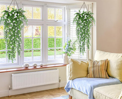 RECUTMS Artificial Hanging Plants Fake Hanging Plant Faux Eucalyptus Leaf Greenery Vine Outdoor UV